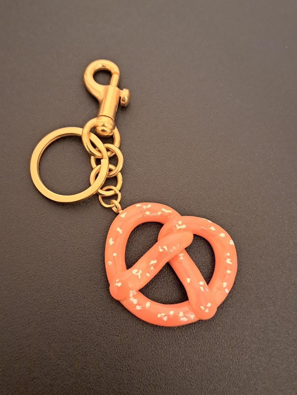 Gold Hardware Coral Pretzel Keychain - New